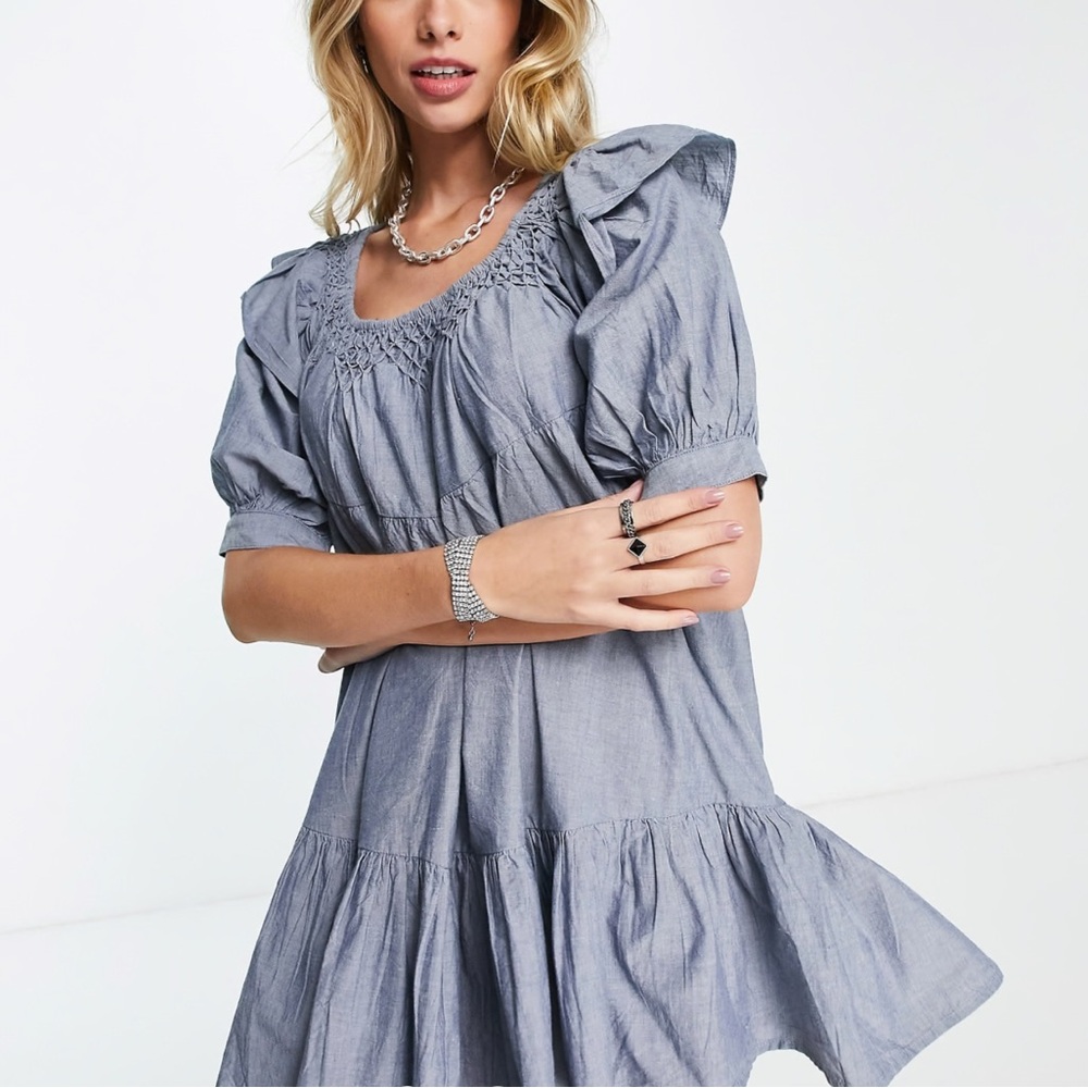 Free People Amelie Mini Denim Dress in Size Small